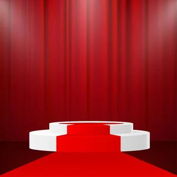 Winner podium. Vector geometric platform. red technology background. Award 库存插图