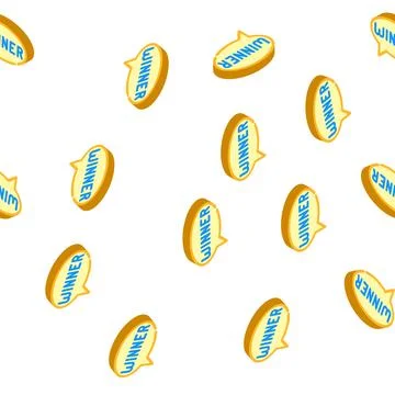 Winner in quote frame isometric icon seamless pattern Stock Illustration