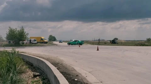 Winner of a race makes a demonstration and make some drifts at the end of it Stock Footage 132585918
