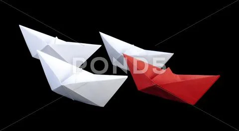 Winner red paper ship Stock Photos