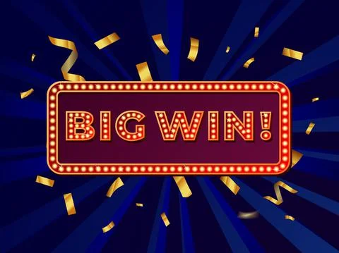 Winner retro banner with light bulb frame and text big win. Award celebrating Illustrazione stock