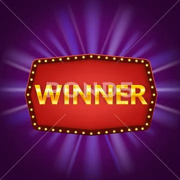 Winner retro frame label banner template. Win congratulations vintage frame with Stock Illustration