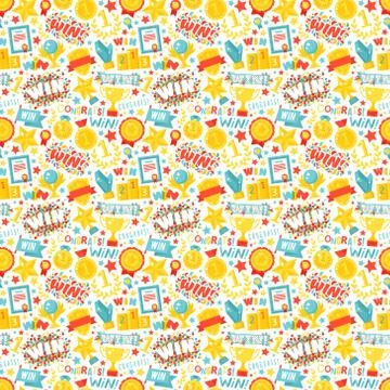 Winner seamless pattern with gold cup vector Illustrazione stock