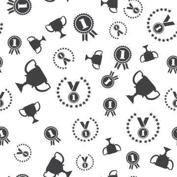 Winner seamless pattern. Vector illustration. Medal symbol winner cup Stock Illustration