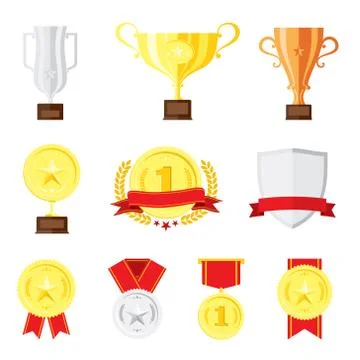 Winner Set flat Design icons 스톡 일러스트