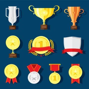 Winner Set flat Design icons Stock Illustration