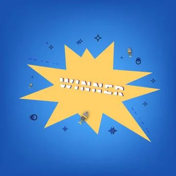 Winner square banner. Sliced text effect. Templates for social media post. Ve Stock Illustration