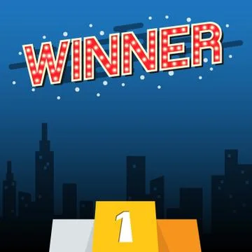 Winner stand with city background. Vector illustration Stock Illustration