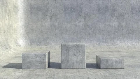 Winner stand. Podium and background made of metal with scratches. 3d render Stock Illustration