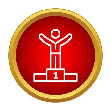 Winner standing on first place podium celebrating success Stock Illustration