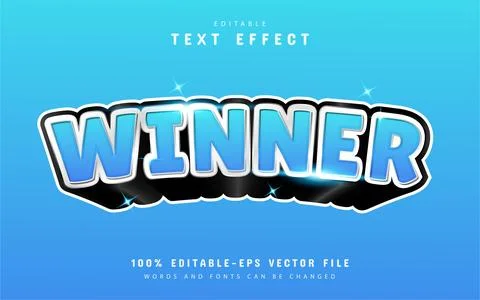 Winner text effect with blue gradient Illustrazione stock