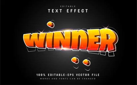 Winner text effect with orange gradient Stock Illustration