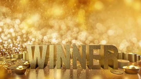 The winner text on gold Background 3d rendering.. Stock Illustration