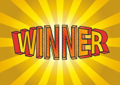 Winner text on gold background with rays Stock Illustration