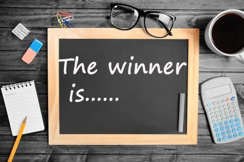 The winner is.... text Stock Photos