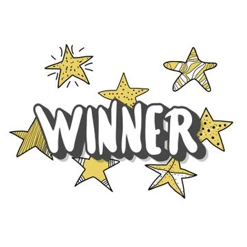 Winner text with stars shape. Vector illustration. Stock Illustration