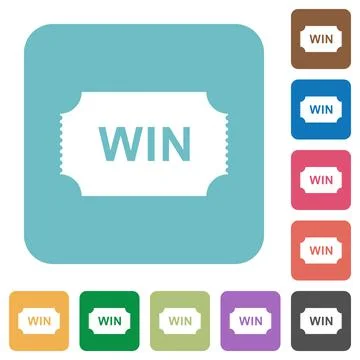 Winner ticket rounded square flat icons Illustrazione stock