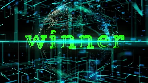 Winner title, text appears against the background of an abstraction of a digital Stock Footage 278913460