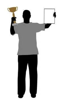 Winner with trophy and certificate Stock Illustration