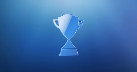 Winner Trophy Blue 3d Icon Stock Footage