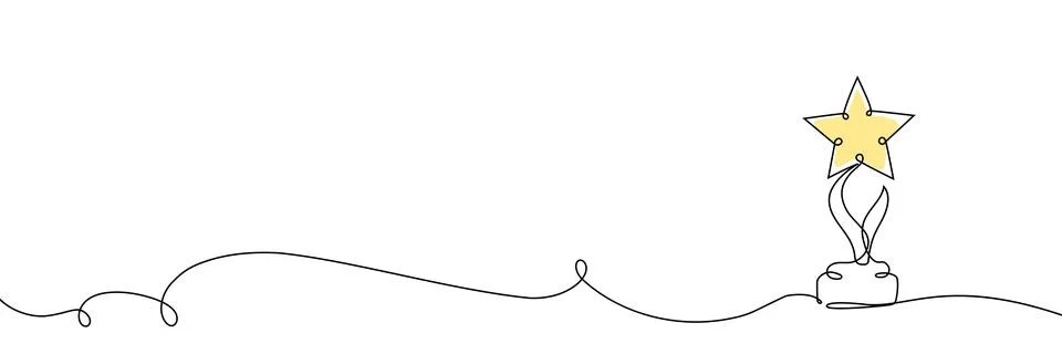 Winner trophy in continuous line art style. Single outline illustration of Stock Illustration
