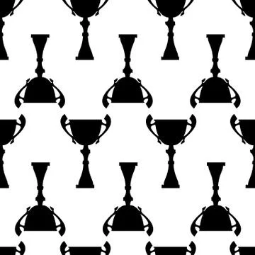 Winner trophy cup seamless pattern Stock Illustration