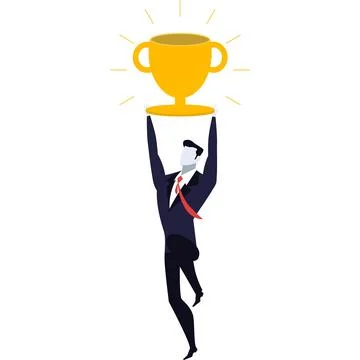 Winner with trophy cup vector award icon Stock Illustration