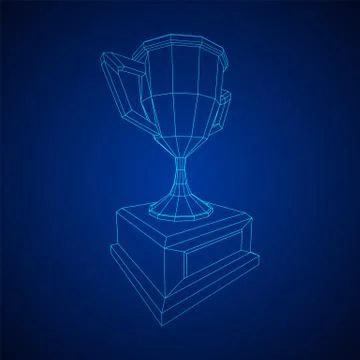 Winner trophy cup. Wireframe vector illustration Иллюстрация