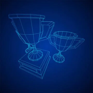 Winner trophy cup. Wireframe vector illustration Stock Illustration