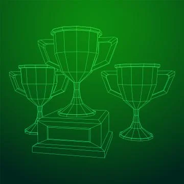 Winner trophy cup. Wireframe vector illustration Stock Illustration