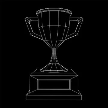 Winner trophy cup. Wireframe vector illustration Stock Illustration