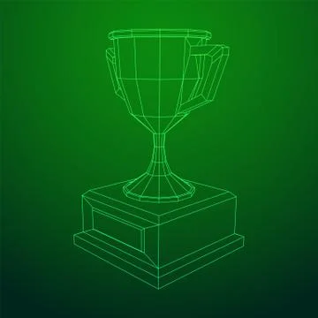 Winner trophy cup. Wireframe vector illustration Stock Illustration