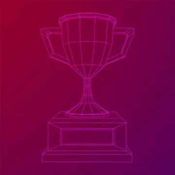 Winner trophy cup. Wireframe vector illustration Illustrazione stock