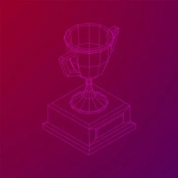 Winner trophy cup. Wireframe vector illustration Stock Illustration