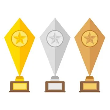 Winner trophy gold cups flat vector icons for sports victory concept. Sport a Stock Illustration
