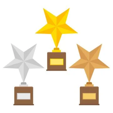 Winner trophy gold cups flat vector icons for sports victory concept. Sport a Stock Illustration