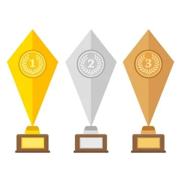 Winner trophy gold cups flat vector icons for sports victory concept. Sport a Illustrazione stock