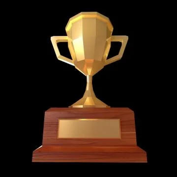 Winner trophy gold low poly cup. 스톡 일러스트