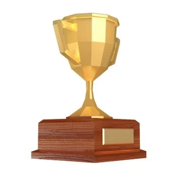 Winner trophy gold low poly cup. Stock Illustration