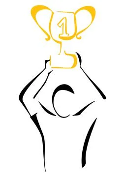 Winner with trophy Stock Illustration