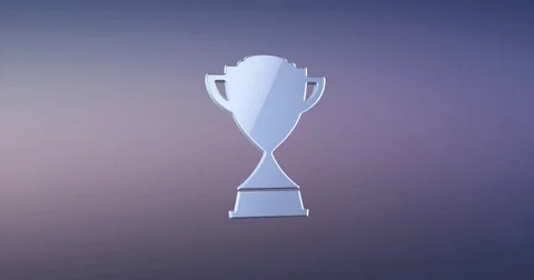 Winner Trophy Silver 3d Icon Stock Footage