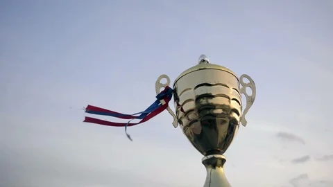 Winner trophy on sky background Stock-Footage 94728435