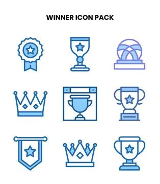 Winner Two Colour Collection Icons Pack Stock Illustration