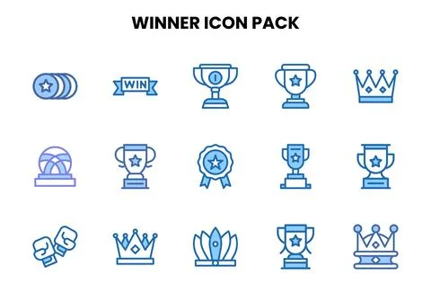 Winner Two Colour Vector Icons Pack Stock Illustration
