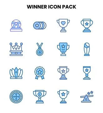 Winner Two Colour Vector Icons Pack Stock Illustration