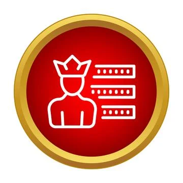 Winner user crown ranking in red circle icon Stock Illustration