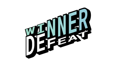 WINNER vs DEFEAT, 3D Text Animation in Isometric View with Opposite Word Motion Stock Footage 314264209