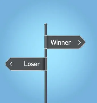 Winner vs loser choice road sign Stock Illustration