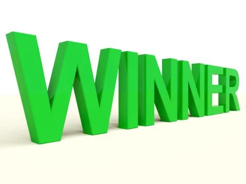 Winner word on table representing success and victory Stock Illustration