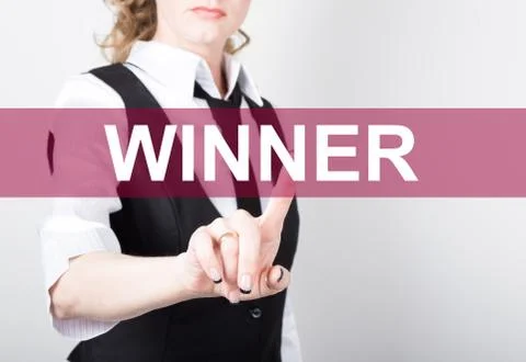 Winner written on virtual screen. technology, internet and networking concept Stock-Fotos